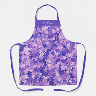 Purple Floral Elegant Violet Blossom Pattern Apron