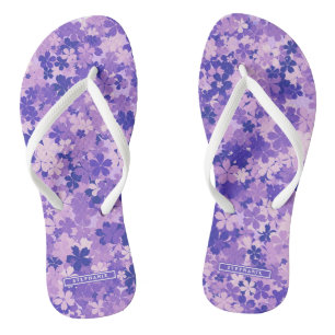 Purple Floral Elegant Violet Blossom Pattern Flip Flops