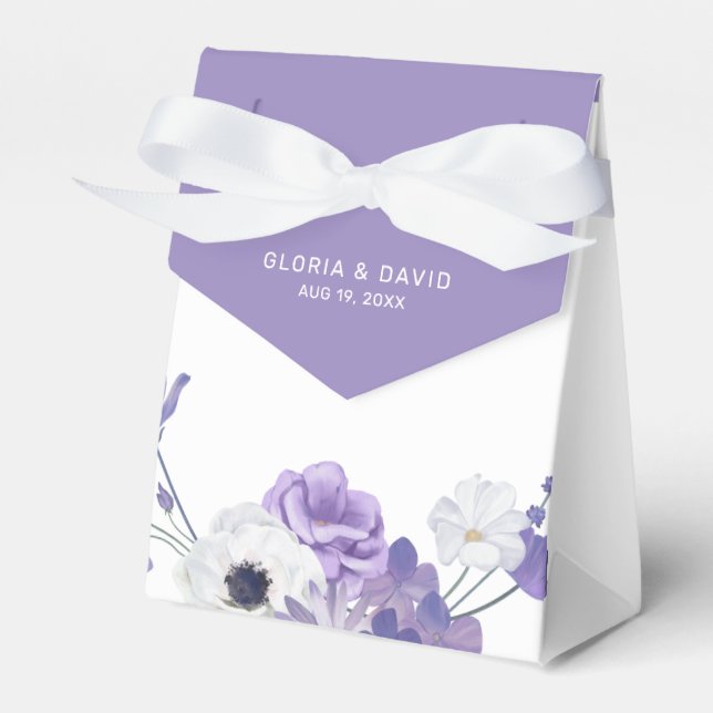 Purple Floral Elegant  Wedding  Favour Box (Front Side)