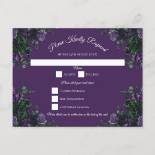 Purple Floral Elegant Wedding Gothic Holiday Postcard