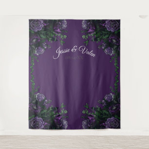 Purple Floral Elegant Wedding Gothic Tapestry