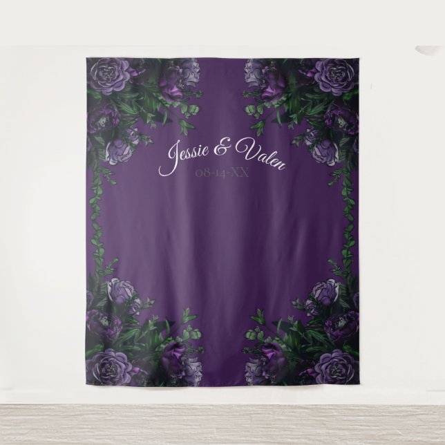 Purple Floral Elegant Wedding Gothic Tapestry (Front)
