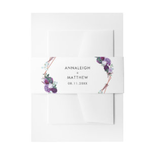Purple Floral Elegant Wedding Invitation Belly Band