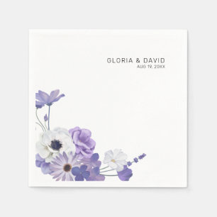Purple Floral Elegant  Wedding  Napkin