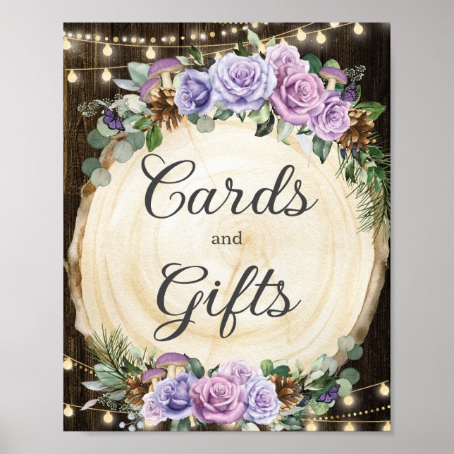 Purple Floral Enchanted Forest Cards & Gifts Poster (Front)