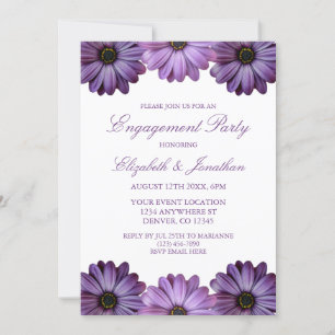 Purple Floral Engagement Party Invitation