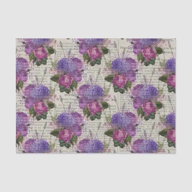 Purple Floral Ephemera Tissue Paper (Front)