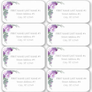 Purple Floral Eucalyptus Wedding Guest Address