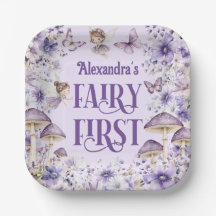 Purple Floral Fairy First Birthday Square 