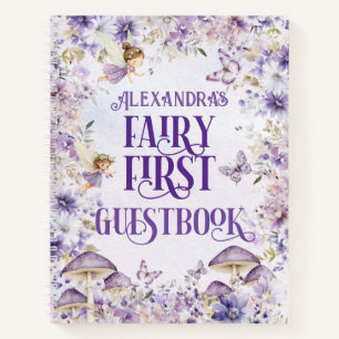 Purple Floral Fairy First Guestbook Deluxe  Notebook