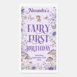 Purple Floral Fairy First Napkin