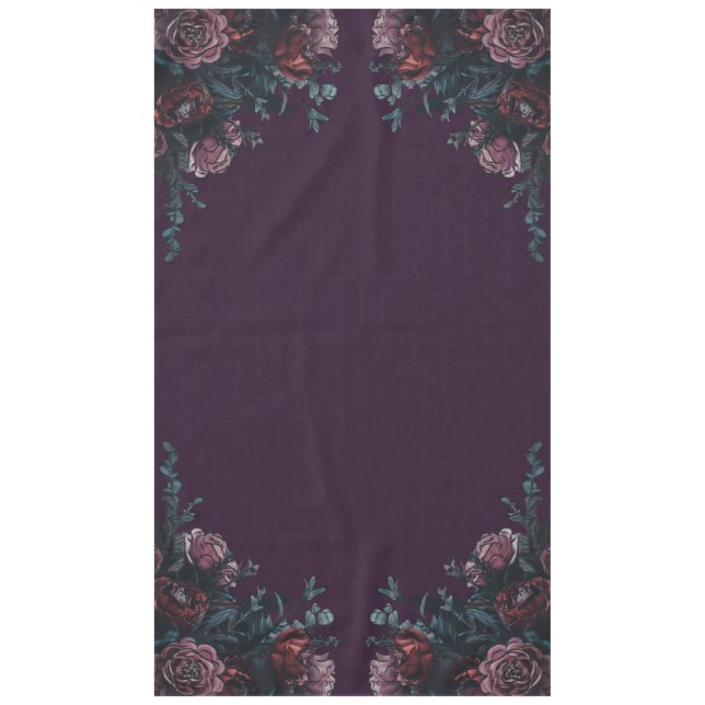 Purple Floral Fall Wedding Tablecloth (Front)