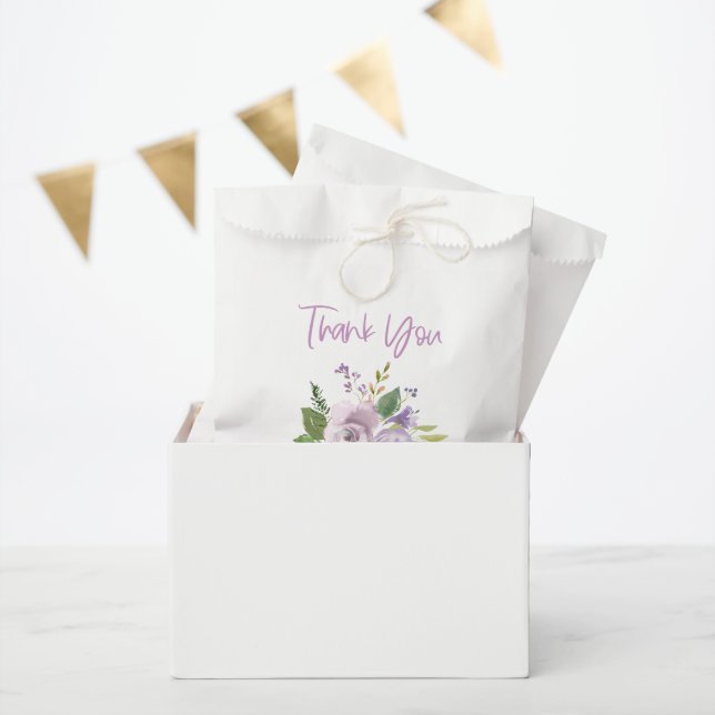 Purple Floral Favour Thank You  Bags (Party)