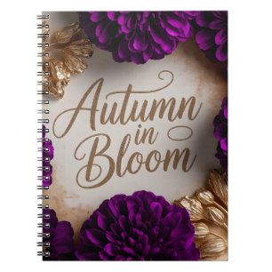 Purple Floral Flat Lay Script Autumn Lifestyle Art Notebook