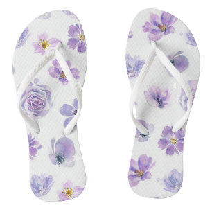 Purple Floral Flip Flops