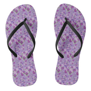 Purple Floral  Flip Flops