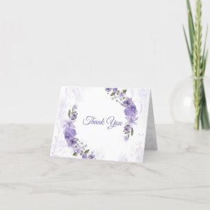 Purple Floral Folded Thank You Card