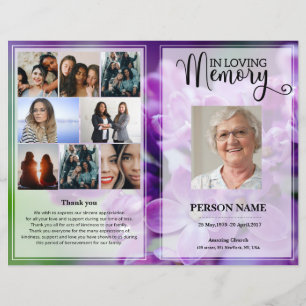 Purple  floral Funeral Program template