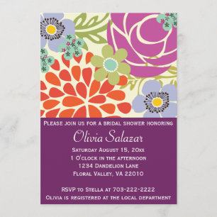 Purple Floral Garden Bridal Shower Invitation