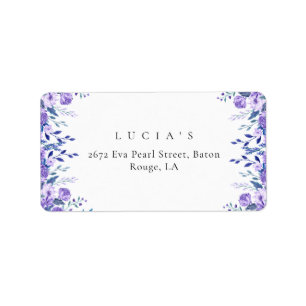Purple Floral Garden Bridal Shower Return Address Label