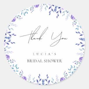 Purple Floral Garden Bridal Shower Thank You Classic Round Sticker