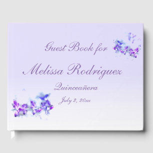 Purple Floral Garden Flower Quinceanera Guest Book