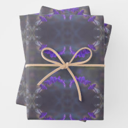 Purple floral garden wrapping paper sheet