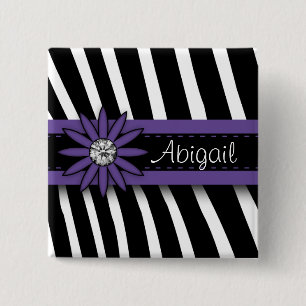 Purple Floral Gem & Zebra Pattern 15 Cm Square Badge