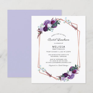 Purple Floral Geometric Bridal Luncheon Invitation