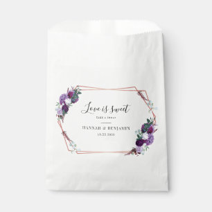 Purple Floral Geometric Frame Wedding Reception Favour Bags