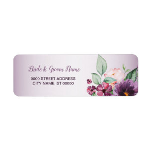 Purple Floral Geometric Greenery Return Address