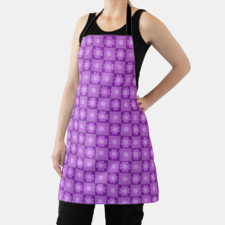 Purple Floral Geometric Pattern Apron
