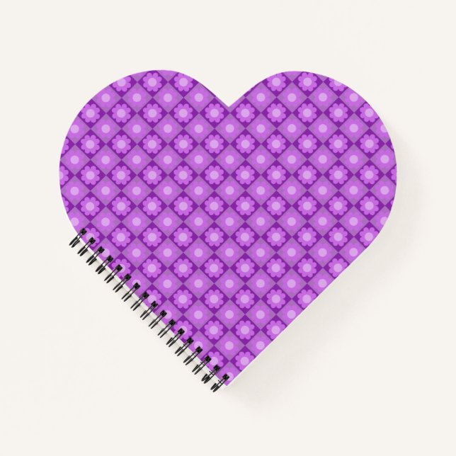 Purple Floral Geometric Pattern Notebook (Front)