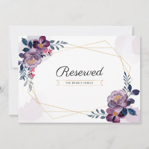Purple Floral Geometric Wedding Reserved Sign