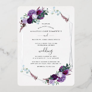 Purple Floral Geometric Wedding Silver