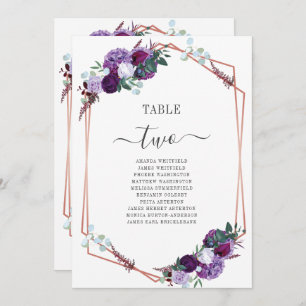 Purple Floral Geometric Wedding Table Numbers