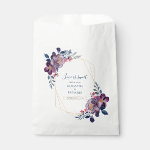 Purple Floral Geometric Wedding Thank You Favour Bags