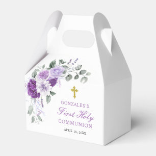 Purple Floral Girl First Holy Communion Favour Box