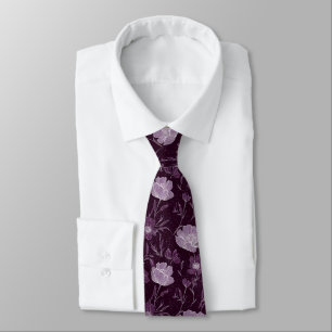 Purple Floral Glitters Pattern  Tie