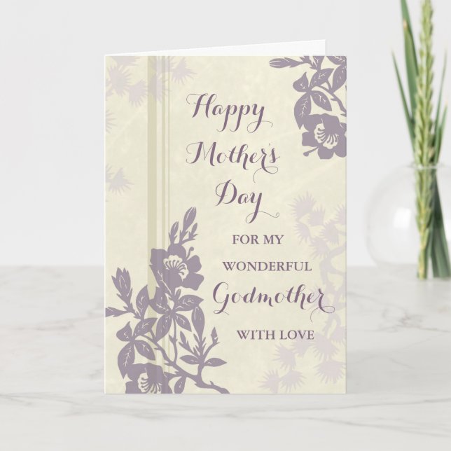 Purple Floral Godmother Happy Mother's Day Card (Front)