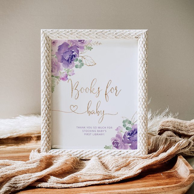 Purple floral gold foil Books for baby Poster (Creator Uploaded)