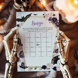 Purple Floral Gothic Baby Shower Bingo Game