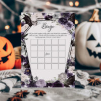 Purple Floral Gothic Baby Shower Bingo Game