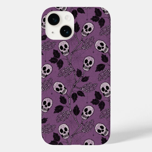 Purple Floral Gothic Skull Case-Mate iPhone Case (Back)