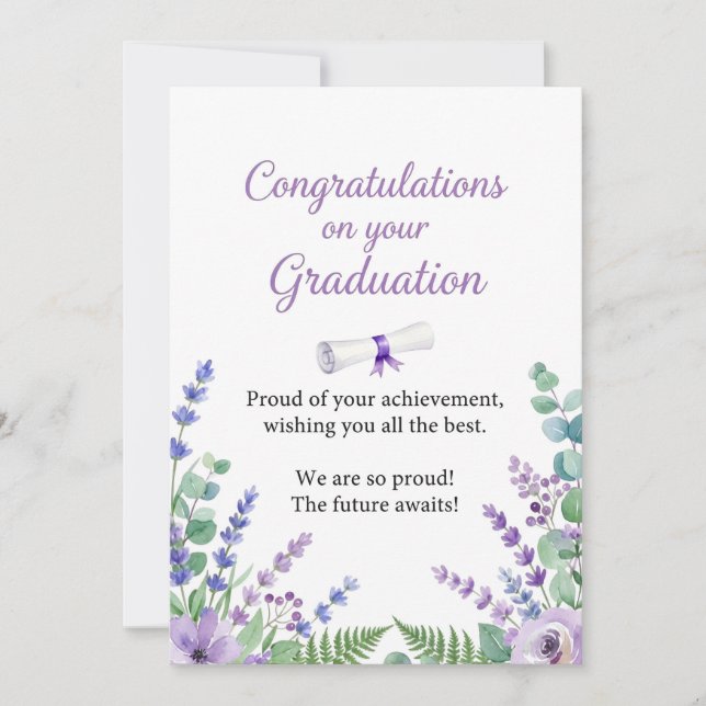 Purple Floral Graduation Card (Front)