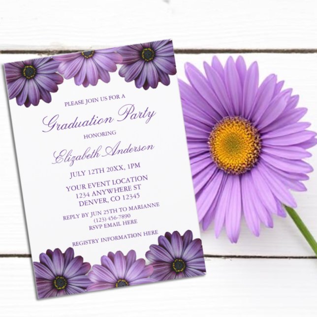 Purple Floral Graduation Party Invitation (Creator Uploaded)