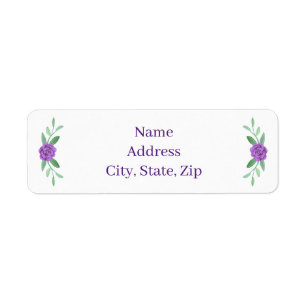 Purple Floral Greenery Foliage Address Labels