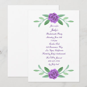 Purple Floral Greenery Foliage Bachelorette Party Invitation