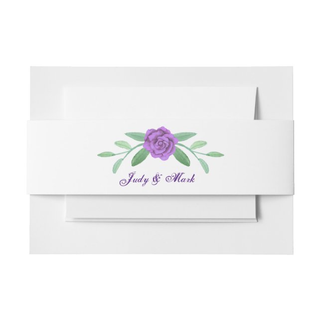 Purple Floral Greenery Foliage Invitation Belly Band (Front Example)