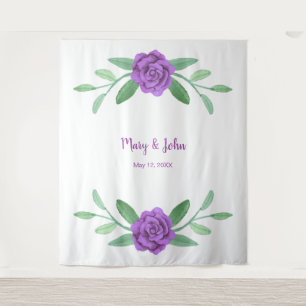 Purple Floral Greenery Foliage Photo Backdrop Tapestry